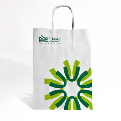Custom Printed Recyclable Food Take Away Brown Twisted Handle Kraft Paper Bag With Handle